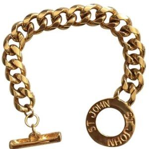 Vintage St. John gold tone curb chainlink bracelet with toggle closure~Timeless
